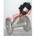Pneumatic angle seat valve single acting piston valve